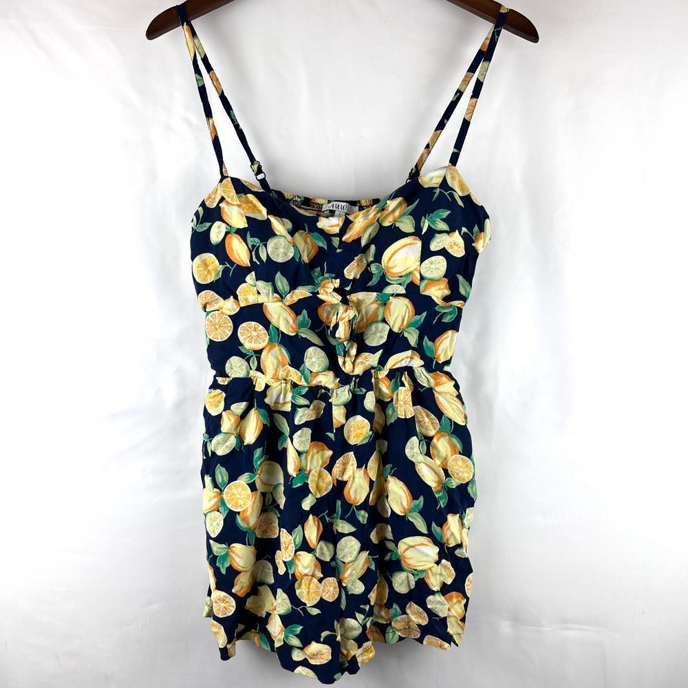 AUW Citrus Fruit Novelty Print Romper Women's Large (Check measurements) Strappy